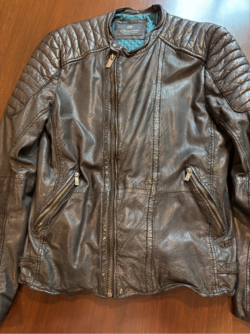 Scotch & Soda Men's Black Leather Motorcycle Jacket